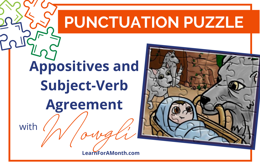Appositives and Subject-Verb Agreement with Mowgli (Punctuation Puzzle)